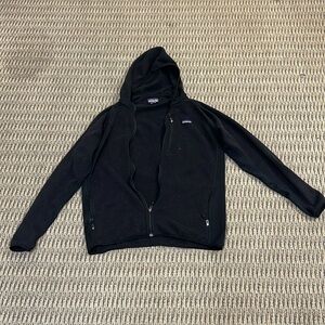 Patagonia: Men's Black Hooded Full Zip-up Fleece Jacket